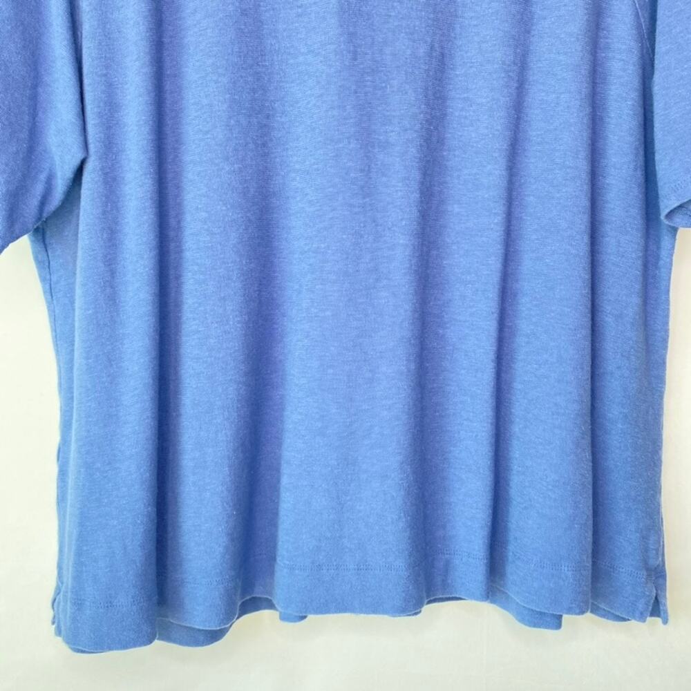 PureJill Blue Hemp & Cotton Button Front Short Sleeve Top Lagenlook Size 2X - Picture 6 of 8